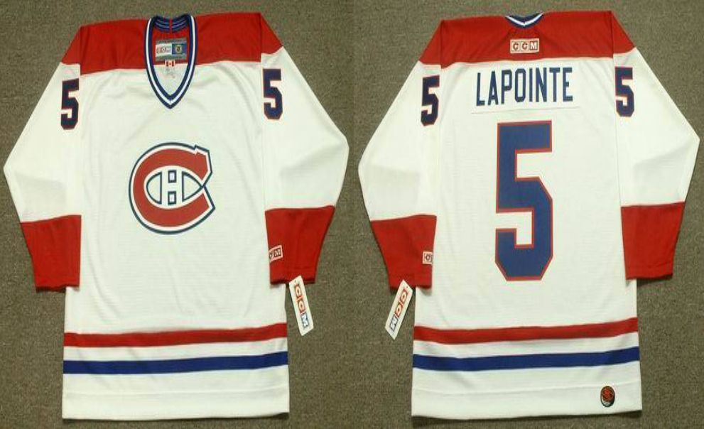 2019 Men Montreal Canadiens 5 Lapointe White CCM NHL jerseys